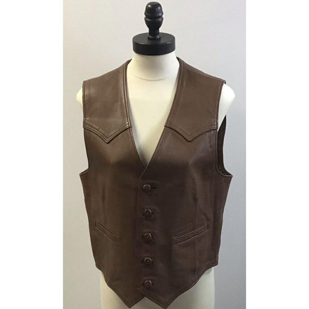 Mens Brown Custom Handmade Rawhide size Small Vest
